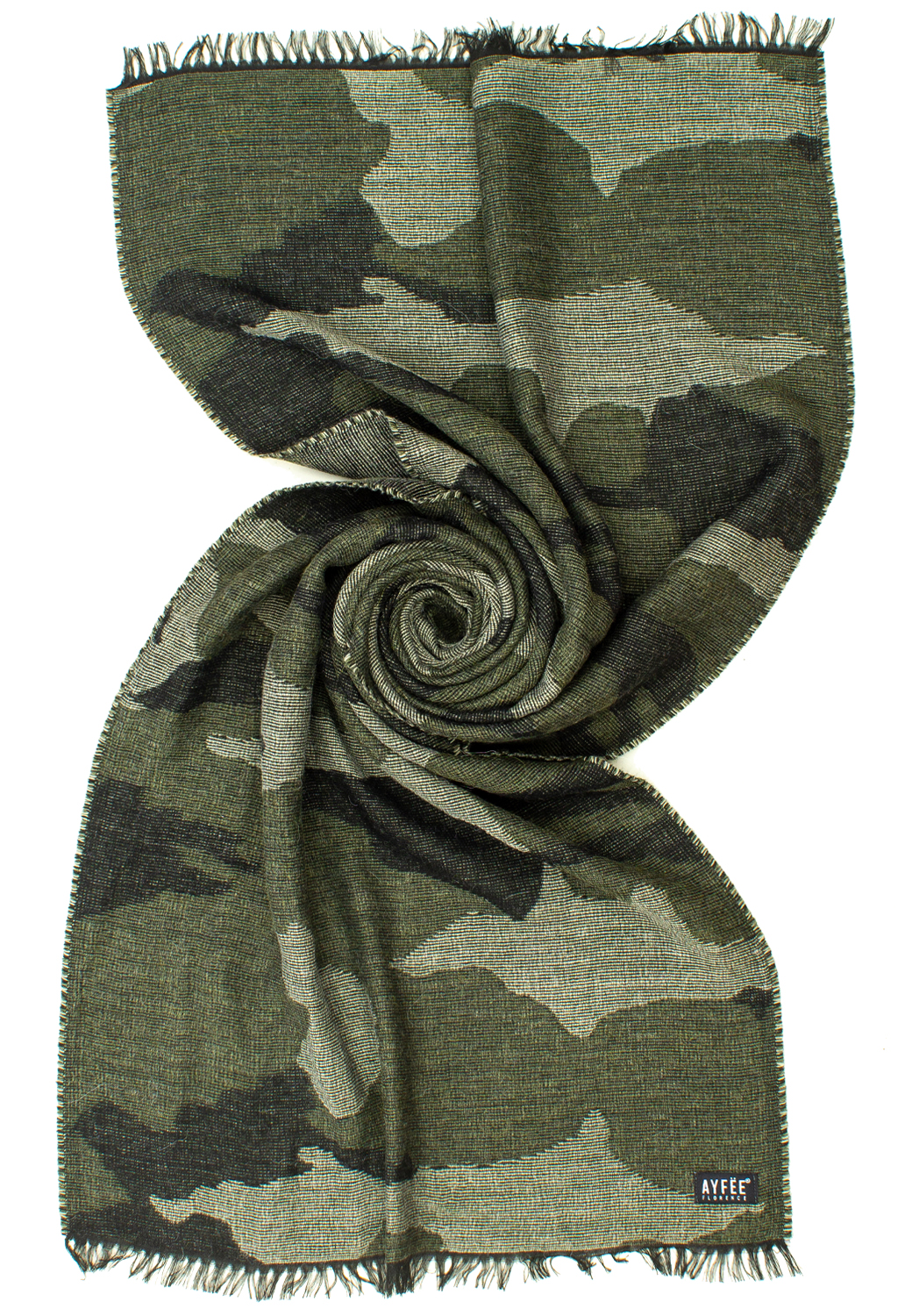 STOLA JACQUARD CAMOUFLAGE, 50%AC 38%MD 8%WO 4%WP, MADE IN ITALY              